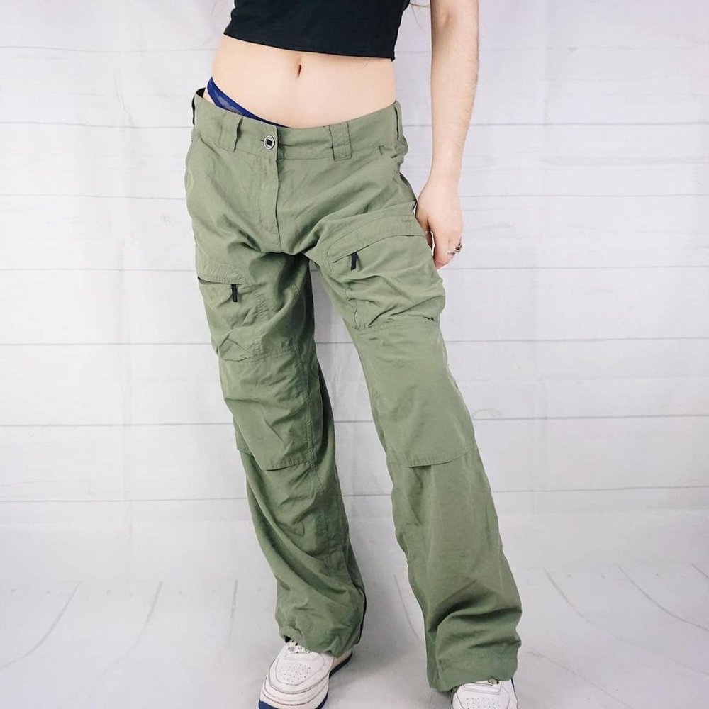 🍓Y2K KHAKI GREEN CARGO HIKING TECH PANTS🍓